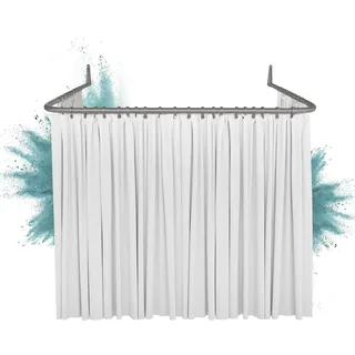 Erica Winkelstange Dusche 85x95x85 cm, Winkelstange Duschvorhang, Wandmontage ohne Deckenbefestigung - Grau glänzende Pulverbeschichteter Stahl, 100% Rostfrei