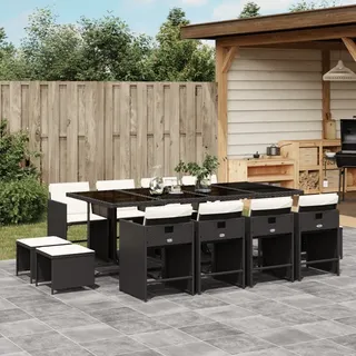Langlebig Gartenmöbel Set Balkonmöbel-Set 13-tlg. Garten-Essgruppe mit Kissen Schwarz Poly Rattan - Gartenmöbelgarnituren Octo7629757 5parcel - Schwarz