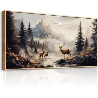 JHHUAMO Leinwandbild Groß 73x146 cm XXL, Modernes Wohnzimmerdekorgemälde mit Bergblick, Wanddeko Schlafzimmer Gemälde Desktop Badezimmer Büro Zimmer Esszimmer