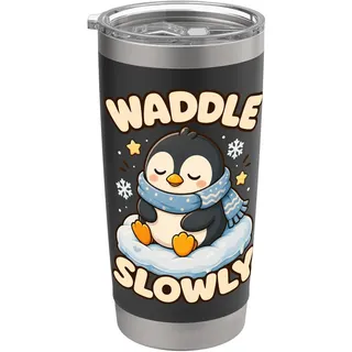 Pinguin Langsam watscheln Motiv Doppelwandiger Edelstahl-Thermobecher