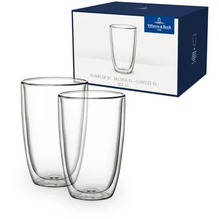 Villeroy & Boch Artesano Hot & Cold Beverages Doppelwandige Gläser Set 2 teilig, Latte Macchiato, Cappuccino Tassen, Kaffeebecher, Becher, Heißgetränkebecher, Teetassen, Glastassen, Borosilikatglas