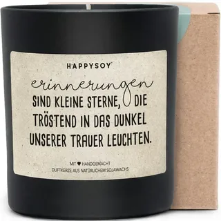 Erinnerungen sind kleine Sterne die tröstend in das Dunkel unserer Trauer leuchten - Duftkerze mit Spruch als Trostgeschenk, liebevolle Anteilnahme, Kerze im Glas, blumiger Duft