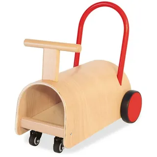 Pinolino Enzo Kinder Lauflernwagen und Rutschauto, Holz, Natur/Rot, für Kleinkinder ab 1 Jahr