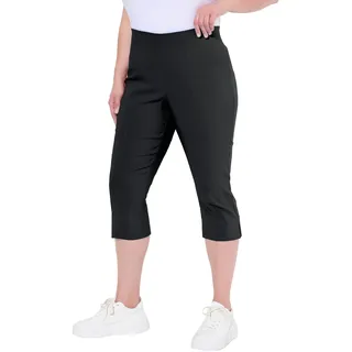 Ulla Popken Damen Bengalin-Capri Hosen, Schwarz, 40W / 32L EU