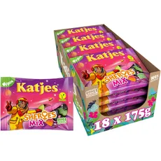 Katjes Sheroes Vorratspack – Vorrats-Box mit Fruchtgummi, Schaumzucker und Lakritz in vielen Formen und Farben, vegan, 18 x 175 g