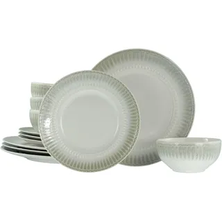 Teller-Set CREATABLE "Celadon, Teller Set 12-tlg.", beige, 12, Steinzeug, Geschirr-Sets, Teller-Set, Elegantes Stabrelief, Farbverlauf
