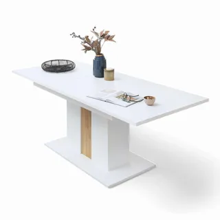 Innostyle Esstisch mit Auszug Memphis 160/210 x 90 cm Holzoptik Weiß