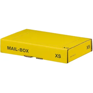 Versandkarton 244x145x43mm MAILBOX XS mit Steckverschluss wiederverschließbar für Maxibrief gelb