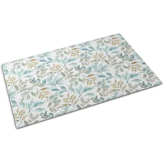 Fußmatte für die Tür – Unterlage zur Aufnahme von Schmutz – Rutschfeste Fußmatte für Innen- und Außenbereich – 150x100 cm – Design: Blätter - Grün