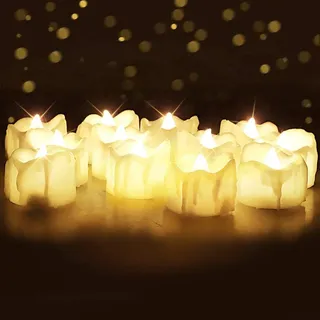Homemory LED Teelichter Kerzen mit Timer, batteriebetriebenen flackernden Teelichtern, Weihnachtsdekoration, 6 Stunden an und 18 Stunden aus in 24 Stunden Zyklus, Warmweiß, 12 Stück