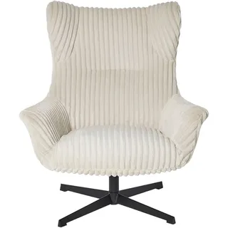 Sessel JAHNKE "LOUNGE SNOOZE", sanftes weiß, B:83cm H:102cm T:80cm, Sessel, Sessel, Loungesessel, drehbar, dick gepolstert, Armlehnen, weicher Cordbezug