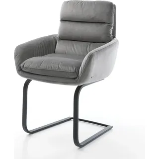 DELIFE Freischwinger Abelia-Flex mit Armlehnen Samt Grau Freischwinger flach Schwarz - Grau