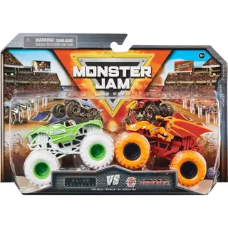 Monster Jam - Original Zweier-Pack mit authentischen Monster Trucks im Maßstab 1:64, krasse Stunt-Action ab 3 Jahren (Sortierung mit verschiedenen Designs, Zufallsauswahl), Monstertruck, 3 Jahr(e), Mehrfarbig