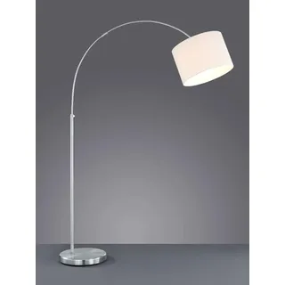 Trio Leuchten - Moderne Bogenleuchte I Bogenlampe I Lampe I Leuchte Stahl I Silber I nickel matt mit weißem Lampenschirm - Hotel I Wohnzimmer I Schlafzimmer - Metall Andere - LED geeignet E27 - Silber