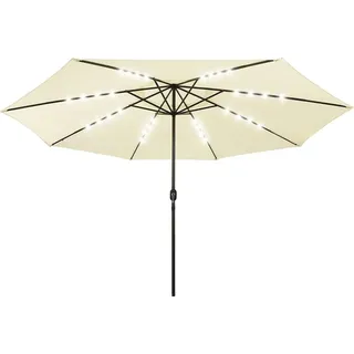 vidaXL Sonnenschirm mit LED-Beleuchtung 400 cm Sandweiß - Beige