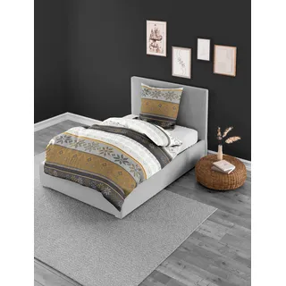 BIERBAUM Bettwäsche 3751, Fein-Biber, Designed in Germany, Gold 40, 155x220 % 80x80 cm, Komfortgröße