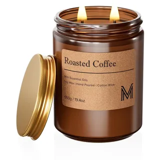 M&SENSE Duftkerzen im Glas Groß| 550g Gerösteter Kaffee Duftkerze,Natürliche Soja-Kerze| Kerzengeschenke für Weihnachts,Herbst Kerzen Geschenke für Frauen| 2-Docht,110 Stunden Brenndauer