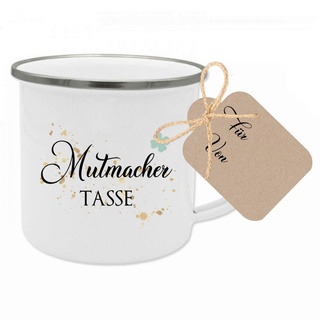 Tasse als Mutmacher mit Geschenkanhänger I Kleines Geschenk als Aufmerksamkeit I Geschenkidee für Mann und Frau in besonderen Situation I Optional mit Namen personalisiert