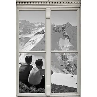 queence Wandsticker »Berge« Wandsticker, Wandbild, selbstklebend, 3D, Fenster, schwarz