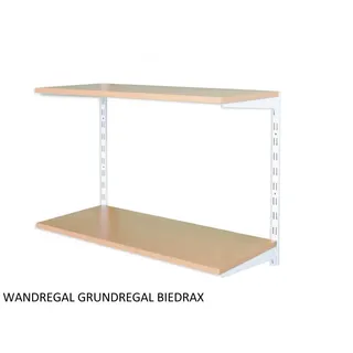 Biedrax Wandregal - Grundregal 20 x 40 x 50 cm, Farbe weiss - 2 Fachboden Buche