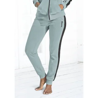 Sweathose BENCH. LOUNGEWEAR, Damen, Gr. 48/50, N-Gr, grün (mint, schwarz), Jersey, Obermaterial: 60% Baumwolle, 40% Polyester, unifarben mit Farbeinsatz, bequem lang, Hosen Sweathose, mit Seitenstreifen und schmalem Bein, Loungeanzug, Topseller