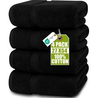 Utopia Towels - 4er-Pack Badetücher Set Premium 100% ringgesponnene Baumwolle 69 x 137 cm Handtücher, sehr saugfähig, weiches Gefühl Duschtücher (Schwarz)
