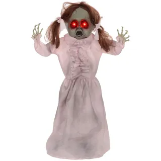 Homcom 76Cm Halloween Dekoration Geisterpuppe mit LED-Lichter, Soundfunktion , Rosa , Kunststoff , 15x76x50 cm , Dekoration