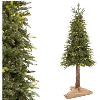 Springos® Weihnachtsbaum künstlich auf Stamm 220 cm | Dichte Deluxe Naturfichte | Künstlicher Christbaum wie echt mit echtem Holzstamm - Grün