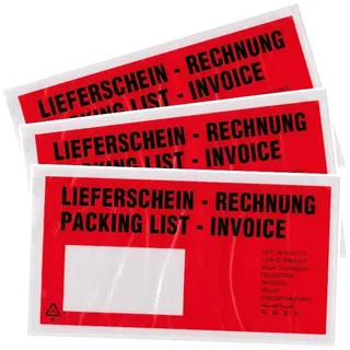 Baytronic Dokumententaschen, DIN lang, rot schwarz bedruckt Lieferschein/Rechnung (1000 Stück)