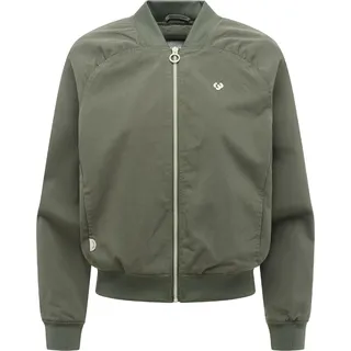 Bomberjacke RAGWEAR "Bomberjacke Yotimo", Damen, Gr. M, grün (schwarz olive), Obermaterial: 68% Baumwolle CO. 32% Nylon NY.  Obermaterial: Futter: 100% Polyester PES., oversize hüftlang, Raglanärmel Rippstrickbündchen, Jacken Bomberjacke, Lässige Damen Blousonjacke oversized