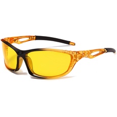 Long Keeper Nachtsichtbrille Autofahrer Sport, Nachtfahrbrille Anti-Blend Sonnenbrille Gelb, Nachtbrille zum Autofahren Sportbrille Night Vision Goggles UV Schut