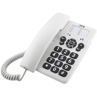 SPC Original – Tisch- oder Wandtelefon, mit großen, leicht zu bedienenden Tasten, 3 Direktspeicher, extra Laute Klingellautstärke, Wahlwiederholung, Farbe Weiß