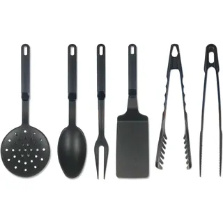 PARODI & PARODI Küchenzubehör aus Nylon, hitzebeständig bis 210 °, Set Küchenutensilien und Schöpflöffel mit Spatel, Küchenzange, Kochzange, Schaumlöffel, Gabel und Löffel, hergestellt in Italien
