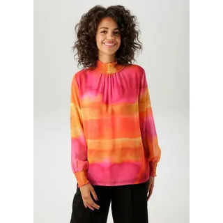 Aniston CASUAL Aniston CASUAL, Chiffonbluse im farbenfrohen Batik-Dessin - jedes Teil ein Unikat, orange