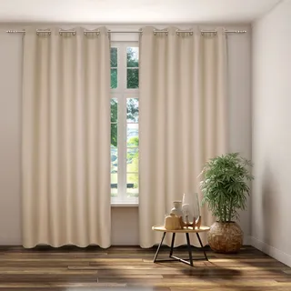 Vorhang KUTTI "Dimout" Gr. 4, beige (creme), B:140cm H:225cm, Polyester, Gardinen, Vorhang, Verdunkelung, Thermo, isolierend, einfarbig