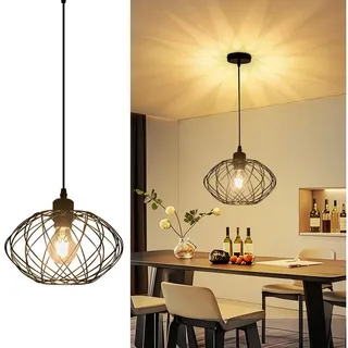 glitzerlife Hängelampe Pendelleuchte Schwarz Vintage - Esstischlampe Küchenlampe Hängend Hängeleuchte E27 Industrial Pendellampe 1 Flammig Rund Retro Ø 25cm Esszimmer Schlafzimmer Wohnzimmer