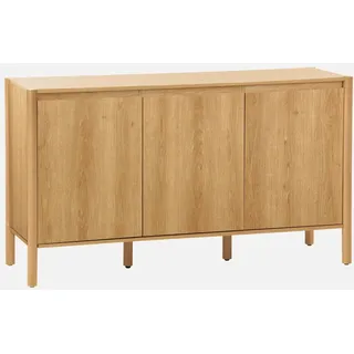 sweeek - Sideboard Holzdekor 3 Türen 140 cm - Natur - Braun