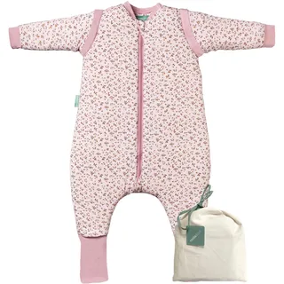 molis&co. Baby-Schlafsack mit Füßen, abnehmbare Ärmel und Socken. 2.5 TOG. Ideal für die Übergangszeit und den Winter. 100% Baumwolle (Oeko-TEX 100). (Misty Rose, 70 cm (1 Jahr))