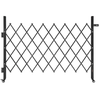 Vevor Sicherheitstor (Einzel) abschließbares klappbares Scherentor mit 360°-Lenkrollen, einziehbare Stahltore Outdoor, für Eingangssicherheit Garage Lager, Falttor 170 x 131 cm (B x H) Schwarz