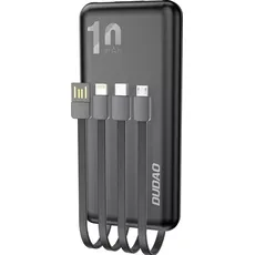 Dudao K6Pro Universelle 10000-mAh-Powerbank mit USB-Kabel, Typ-C-USB, Leuchtendes Schwarz (K6Pro-Black) (10000 mAh, 15 W, 37 Wh), Powerbank, Schwarz