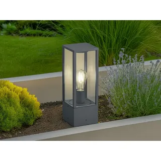 meine wunschleuchte Sockelleuchte zur Garten Wegbeleuchtung modern Außenlampen in Anthrazit, H: 40cm - Grau/Transparent