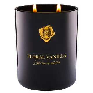 M&SENSE 470g Duftkerze Groß| Schwarz Blumige Vanille Duftkerzen im Glas|Natürliche Sojawachs Scented Candle|Entspannende Aromatherapie |Geschenk für Frauen & Männer,Muttertag| 90h Brenndauer & 2 Docht