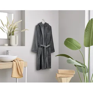 Unisex-Bademantel KLEINE WOLKE "Chill, ideal für Sauna & Spa, Hotelbademantel, Morgenmantel" Gr. S, grau (anthrazit), L:115cm, Baumwolle, Hausmäntel, Unisex-Bademantel, für Damen & Herren, Uni Farben, zwei Taschen, S/M, L/XL