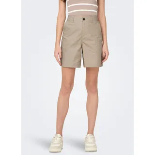 Shorts ONLY "ONLZORA MW BERMUDA SHORTS PNT", Damen, Gr. XS (34), N-Gr, braun (oxford tan), Web, Obermaterial: 100% Baumwolle, unifarben, loose fit knielang, Hosen Shorts, Baumwolle, locker geschnitten