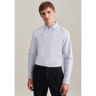 seidensticker Businesshemd »Slim«, Slim Langarm Button-Down-Kragen Streifen, blau