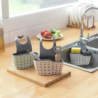 Küchenorganizer - Wasserhahn-Reinigungsschwamm und Seifenhalter, Farbe:Beige - Beige