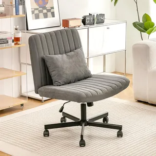 Bürostuhl modern, höhenverstellbar, ohne Armlehne, leise Rollen, Polster, Stoff