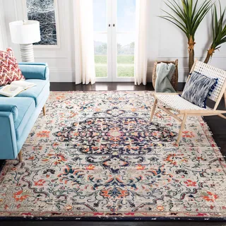 SAFAVIEH Boho Teppich für Wohnzimmer, Esszimmer, Schlafzimmer - Madison Collection, Kurzer Flor, Beige und Schwarz, 91 X 152 cm