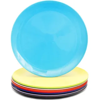 Youngever 20 CM Große Kunststoffteller, Kleine Teller, Salatteller, Dessertteller, 9er Set (Rainbow)