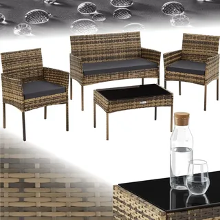 Tectake Rattan Gartenset Palese 4-tlg. Beige